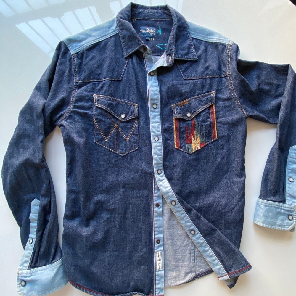 Vintage Wrangler Button Down Western Denim Shirt